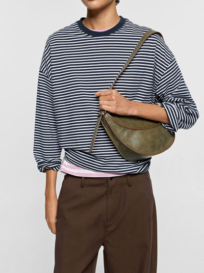 Crescent Shoulder Bag With Cracked Effect