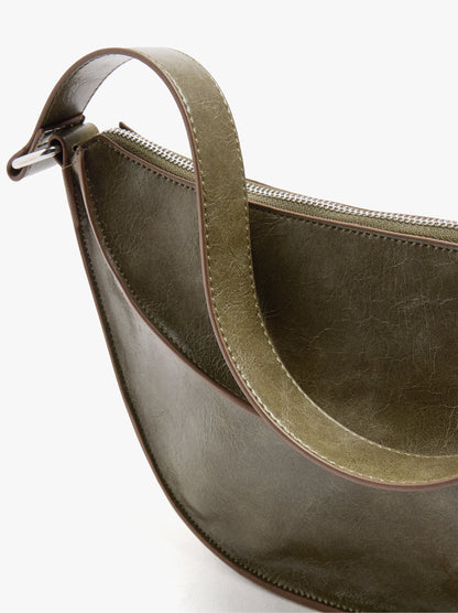 Crescent Shoulder Bag With Cracked Effect