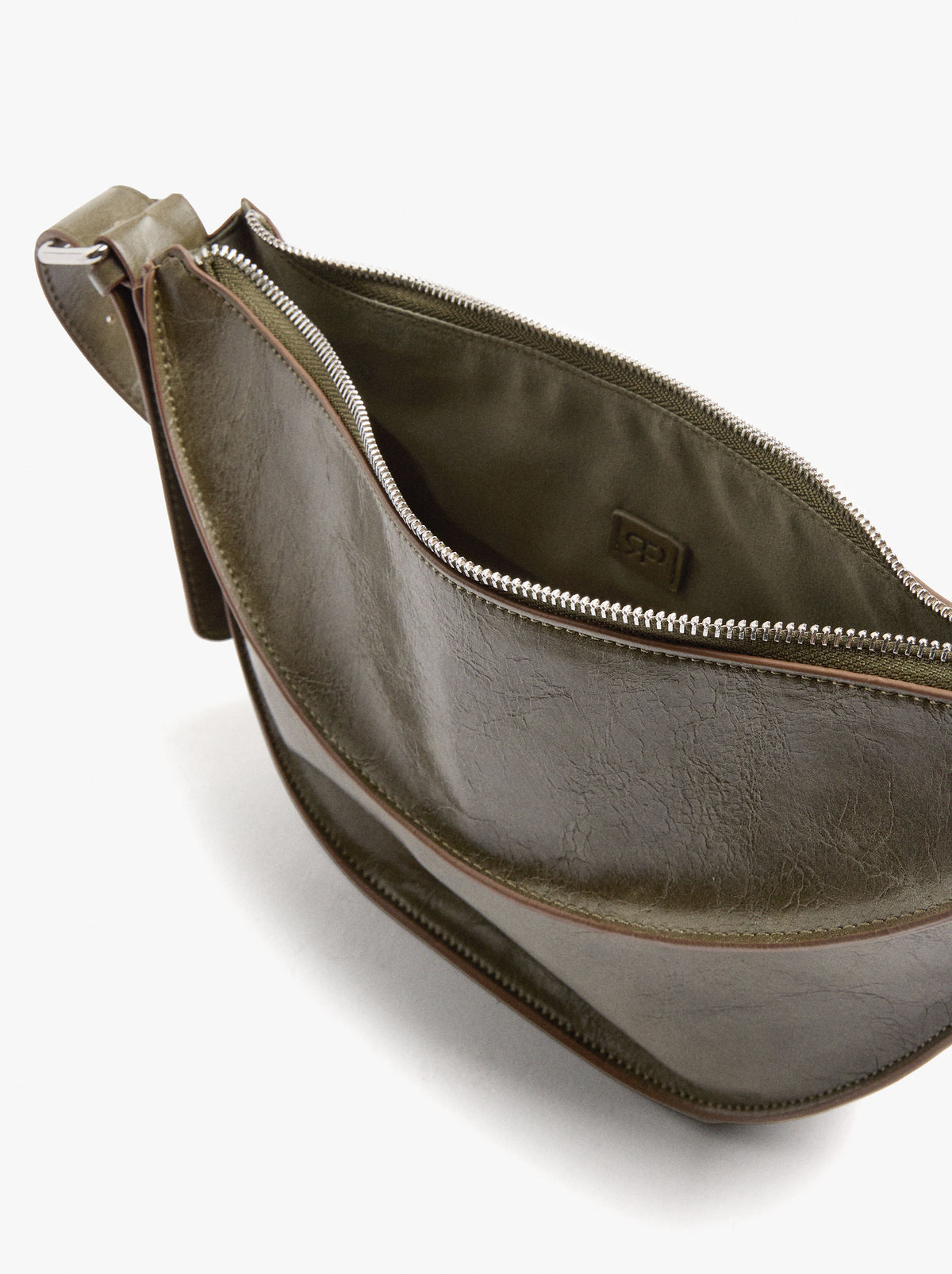 Crescent Shoulder Bag With Cracked Effect