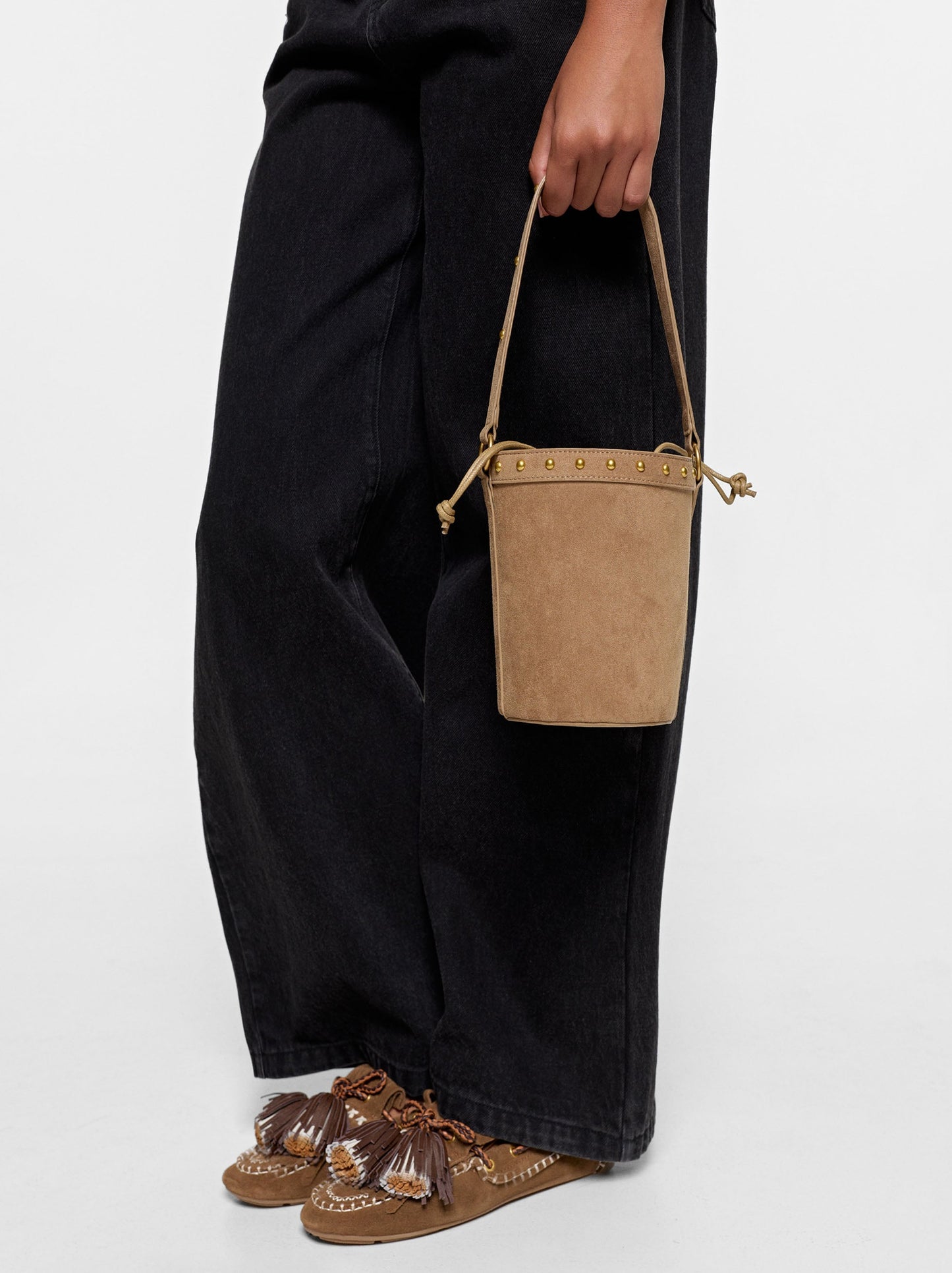 Leather-Effect Bucket Bag With Studs