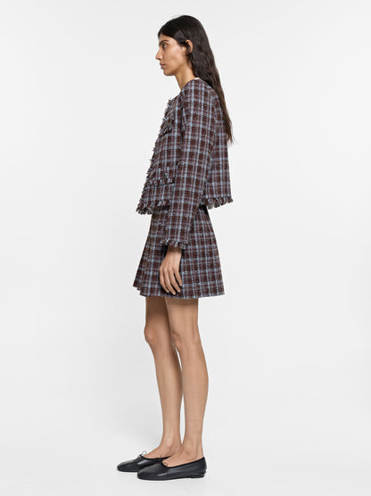 Blazer With Squares And Fringes