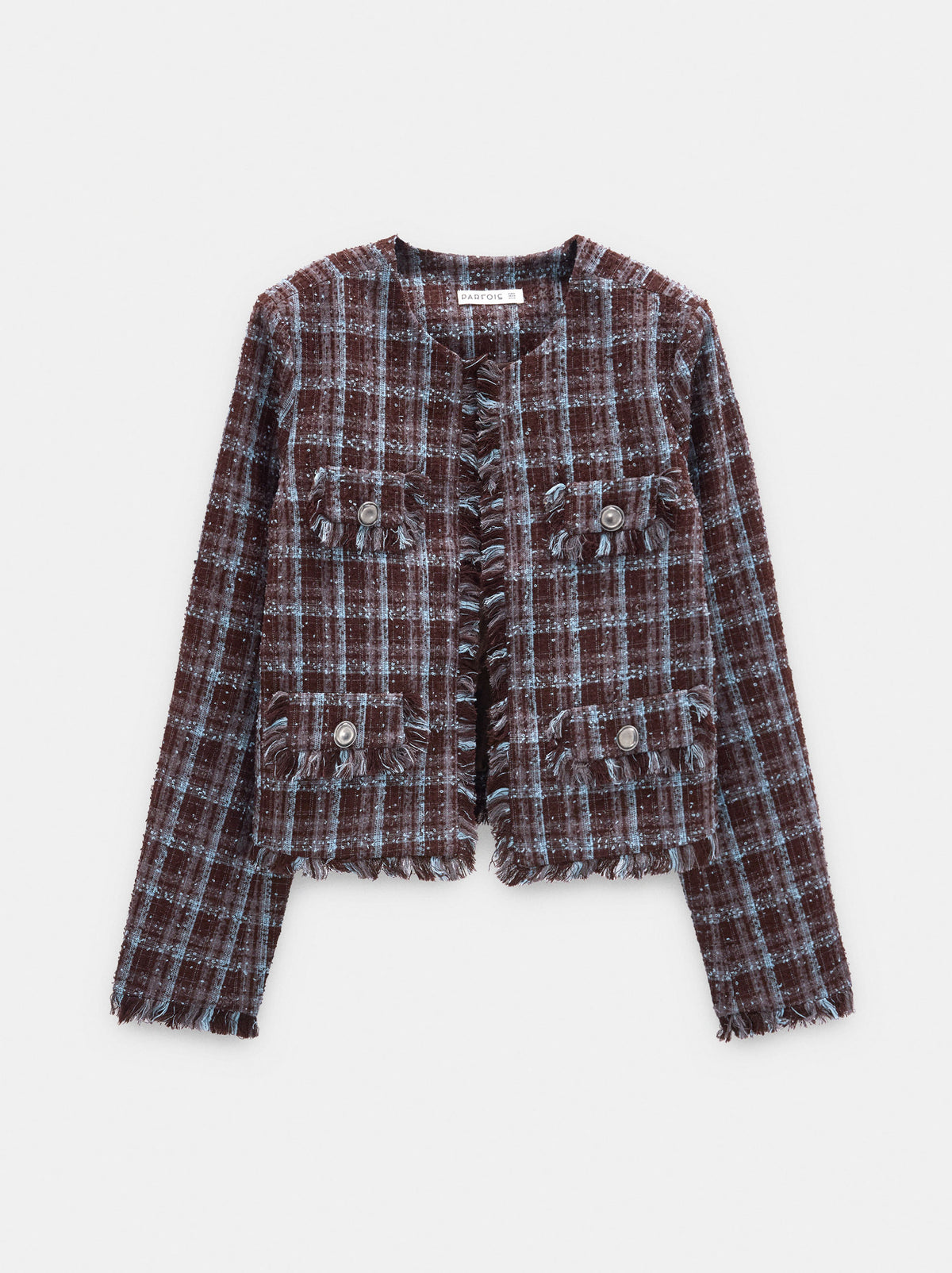 Blazer With Squares And Fringes