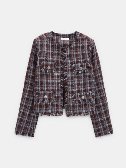 Blazer With Squares And Fringes