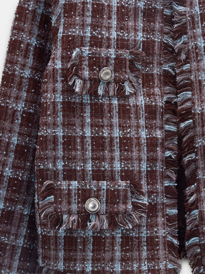 Blazer With Squares And Fringes