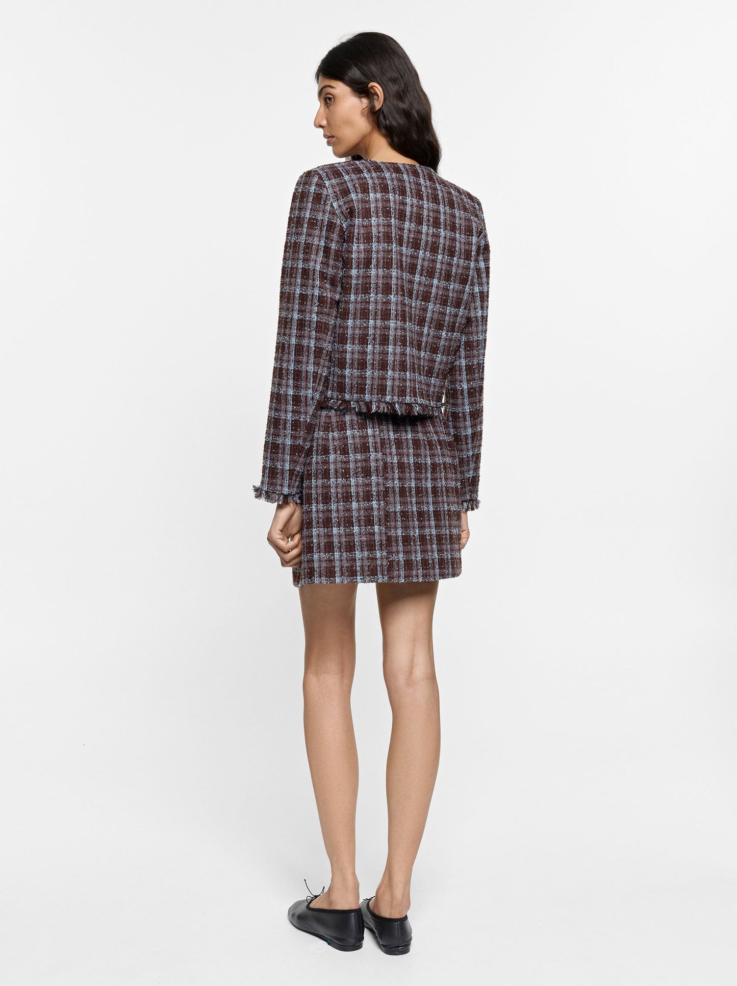 Pleated Square-Pattern Skirt