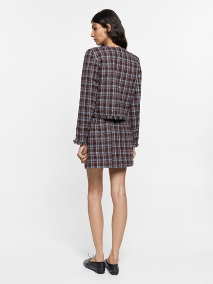 Pleated Square-Pattern Skirt