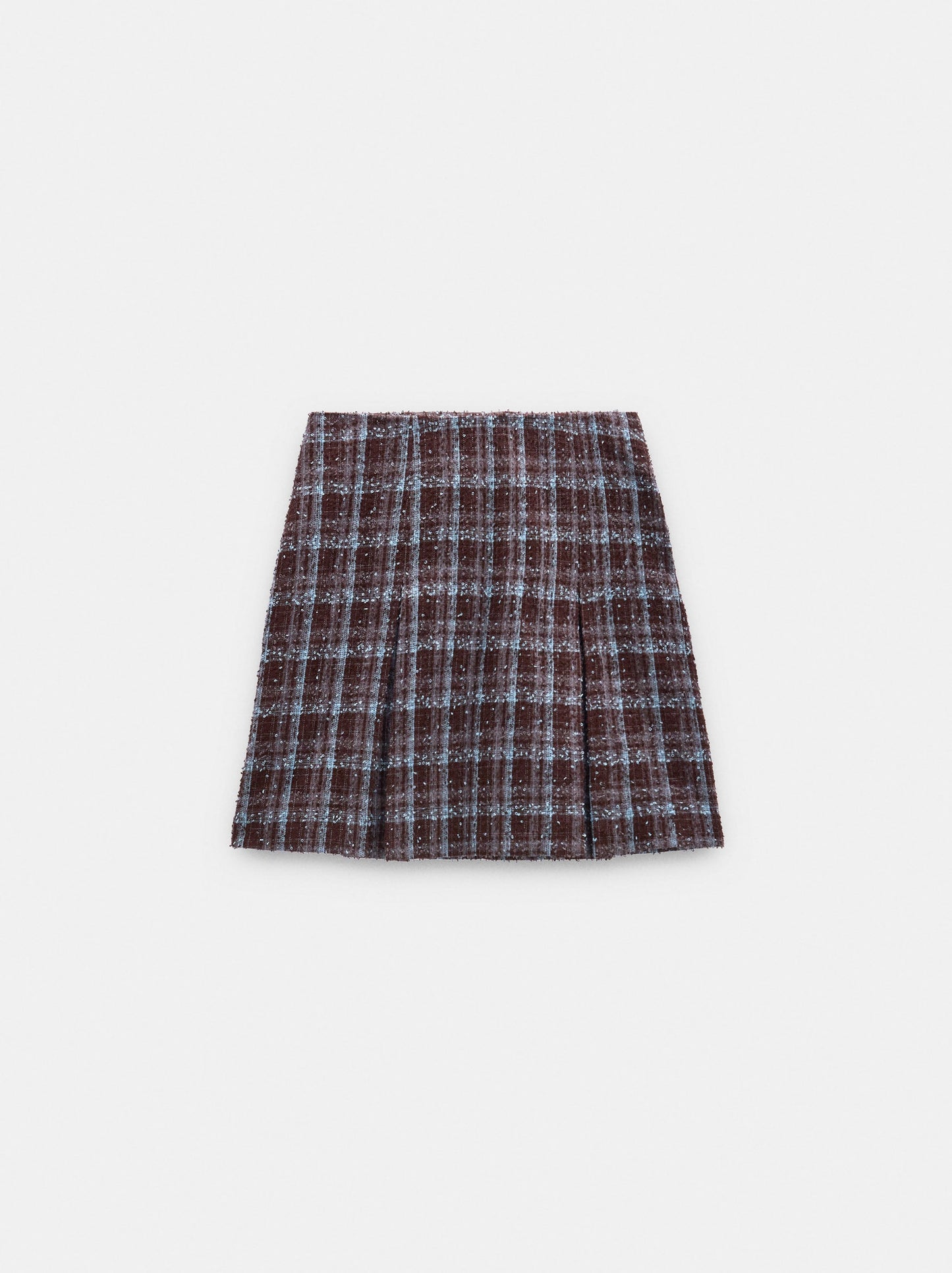 Pleated Square-Pattern Skirt