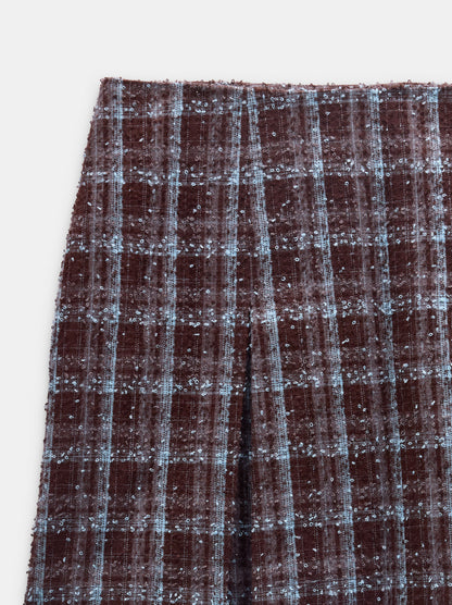Pleated Square-Pattern Skirt