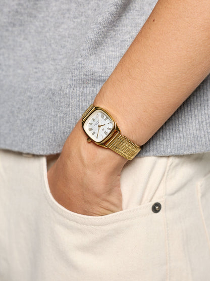 Square Watch With Stainless Steel Knit Strap