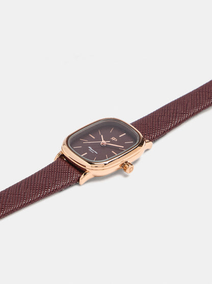 Rectangular Strap Watch With Texture