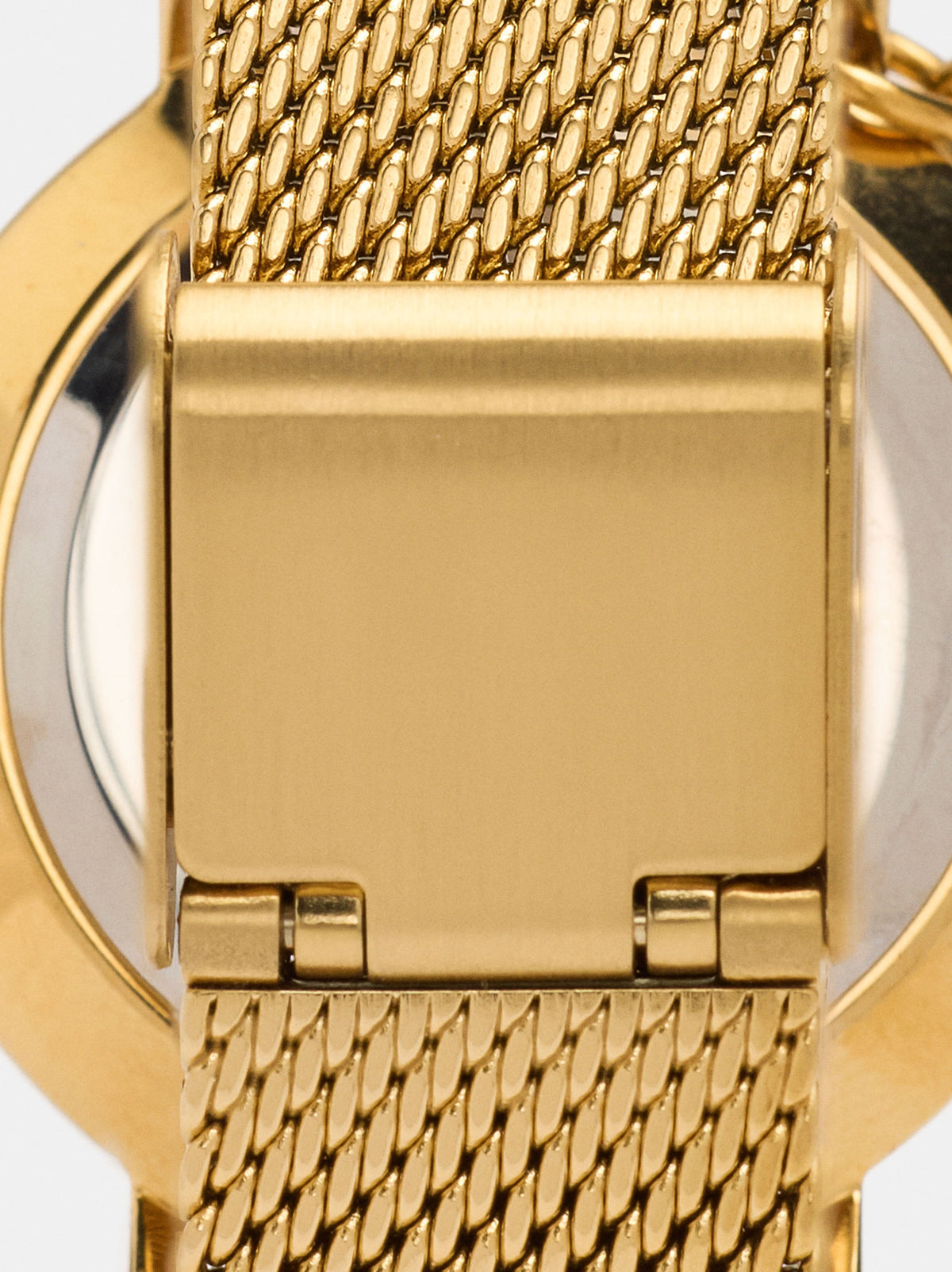 Round Watch With A Steel Mesh Strap And Charm