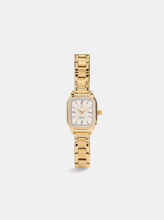 Square Bicolor Watch With Stainless Steel Bracelet