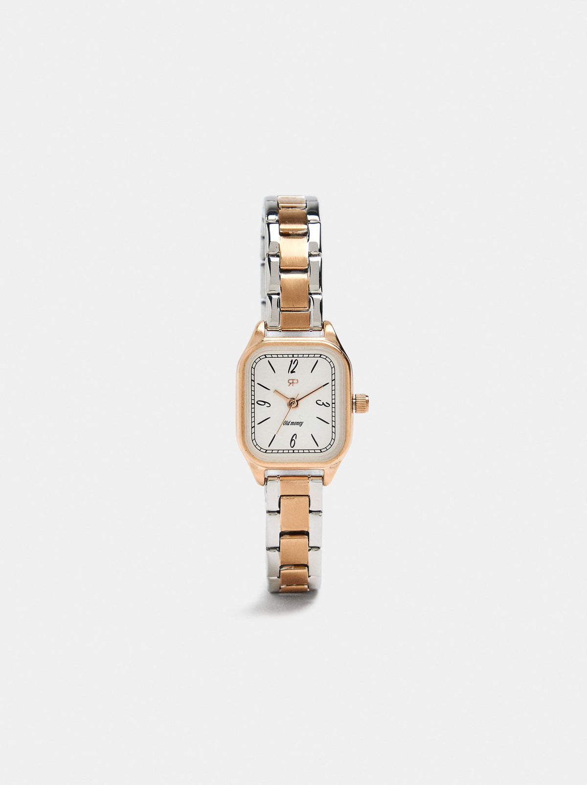 Square Bicolor Watch With Stainless Steel Bracelet