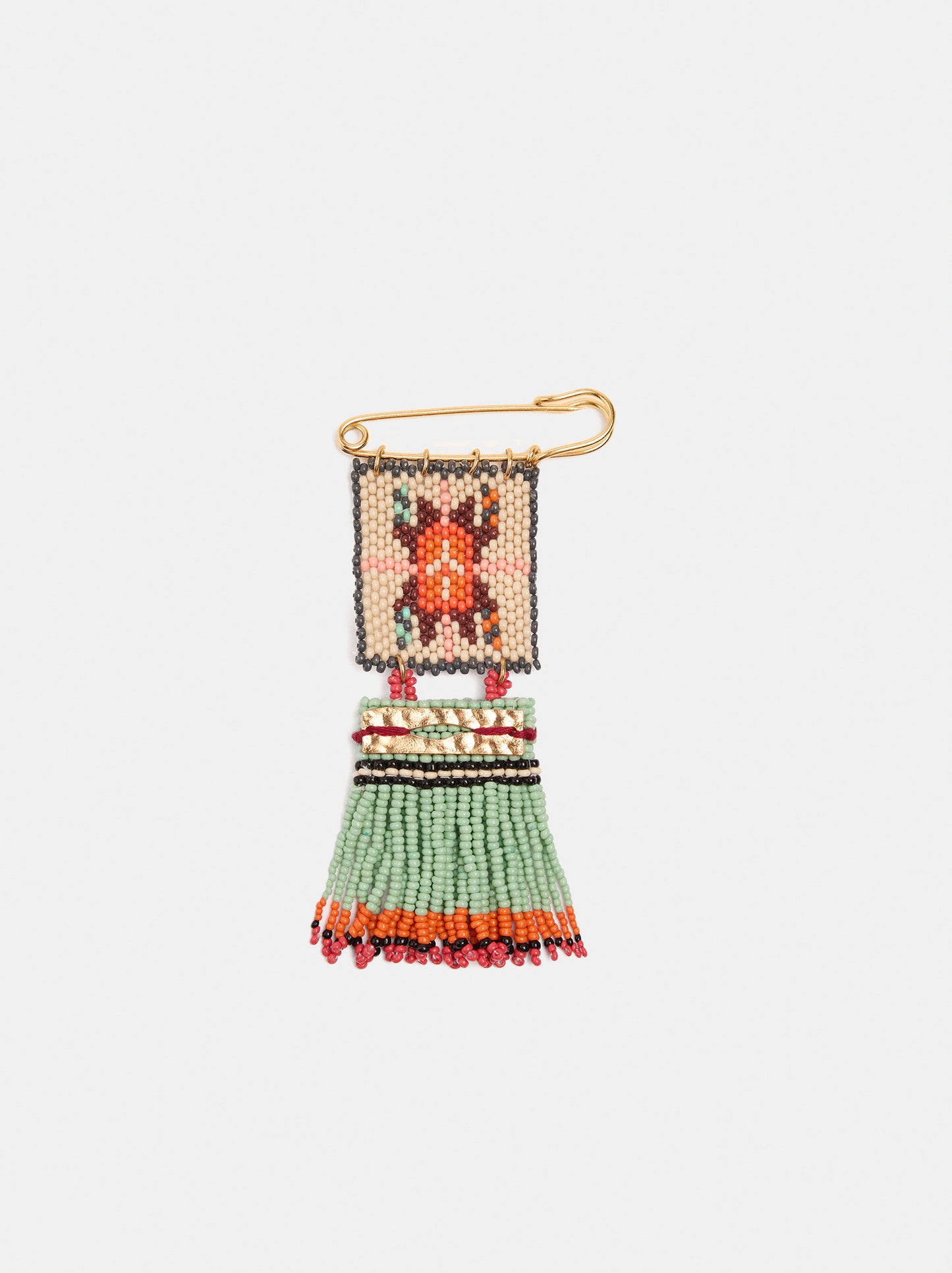 Brooch With Multicolor Beads