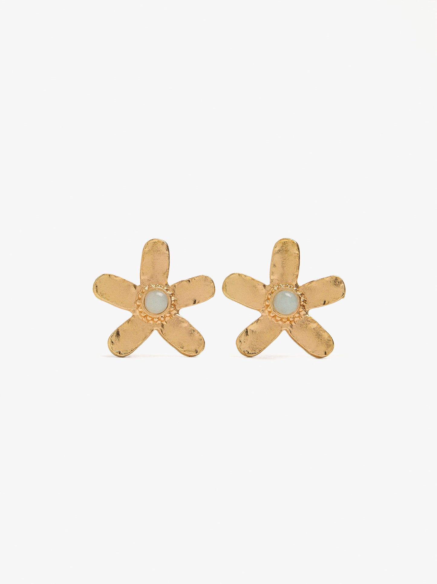 Flower Earrings With Stone Detail
