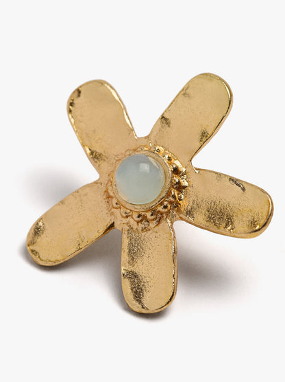 Flower Earrings With Stone Detail