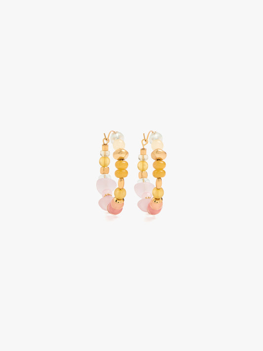 Hoop Earrings With Glass And Stone Beads