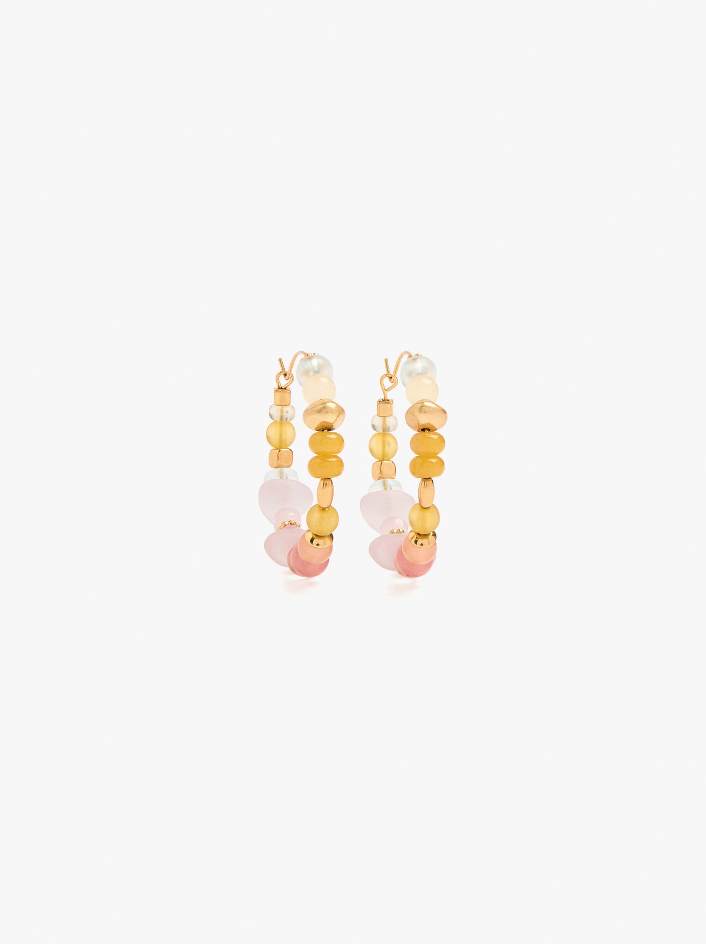 Hoop Earrings With Glass And Stone Beads