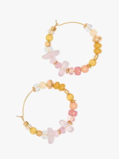 Hoop Earrings With Glass And Stone Beads