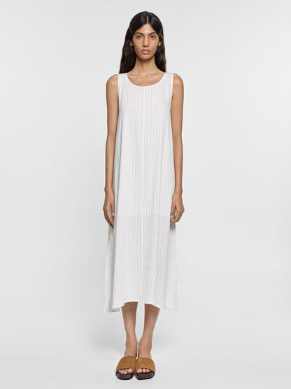 Crinkled Effect Striped Midi Dress