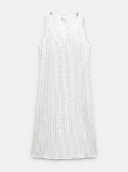 Crinkled Effect Striped Midi Dress