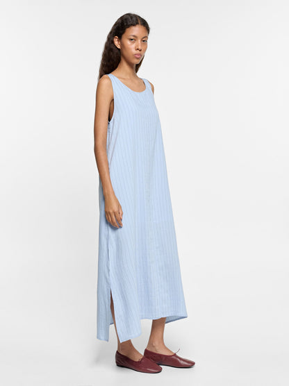 Crinkled Effect Striped Midi Dress