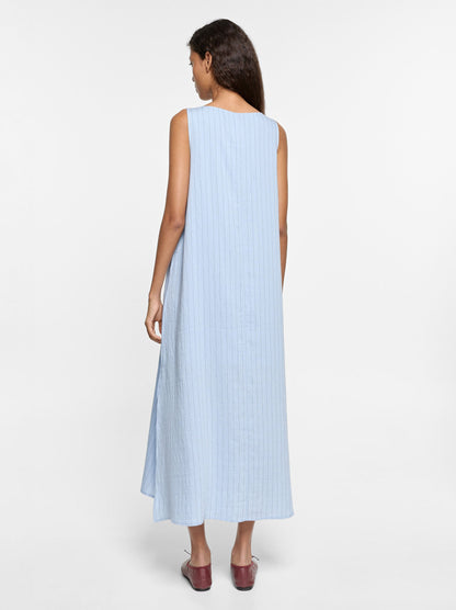 Crinkled Effect Striped Midi Dress