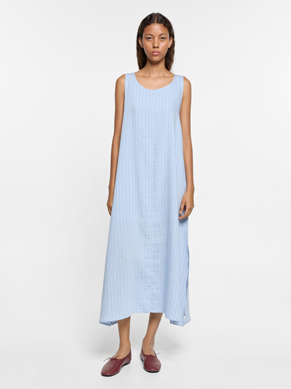 Crinkled Effect Striped Midi Dress