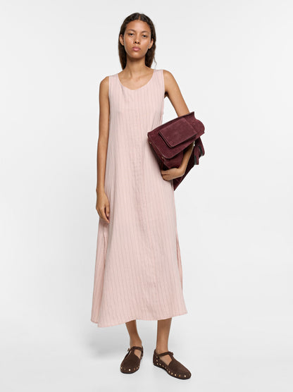 Crinkled Effect Striped Midi Dress