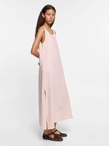 Crinkled Effect Striped Midi Dress