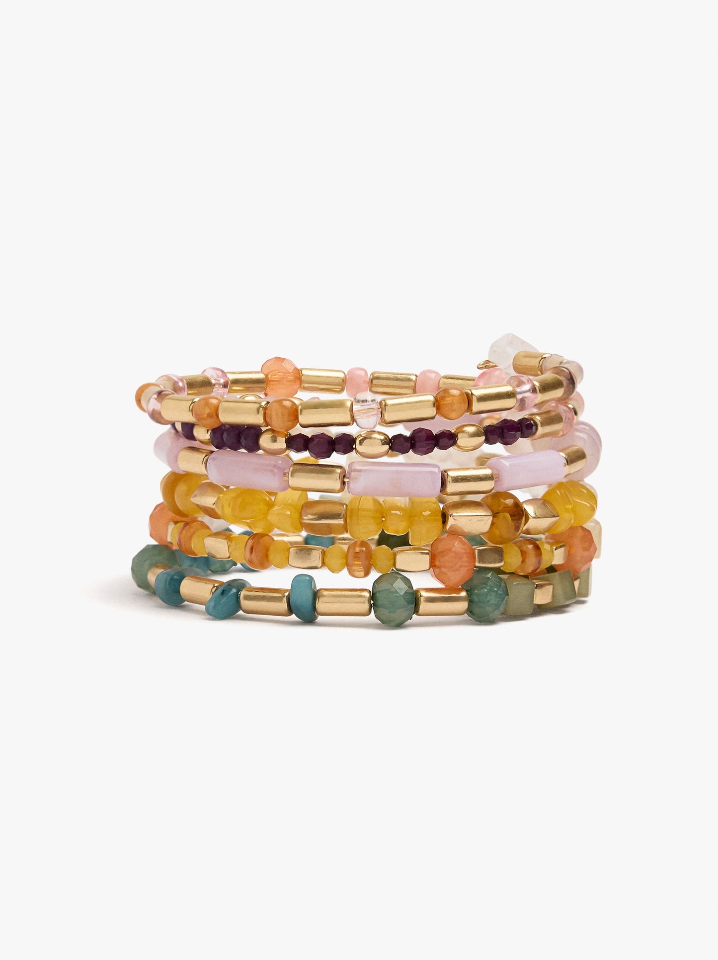 Multicolour Beads Spiral Bracelet