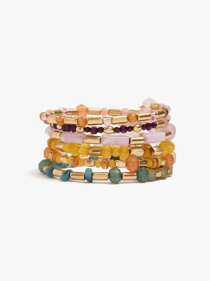 Multicolour Beads Spiral Bracelet