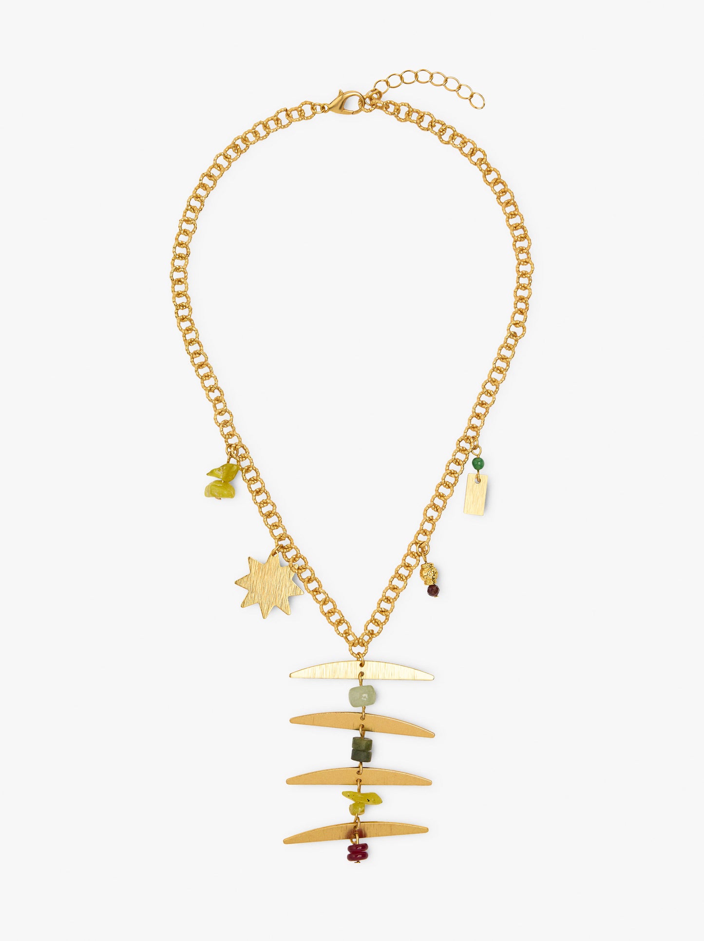 Necklace With Interlaced Hoops With Geometric Pendant