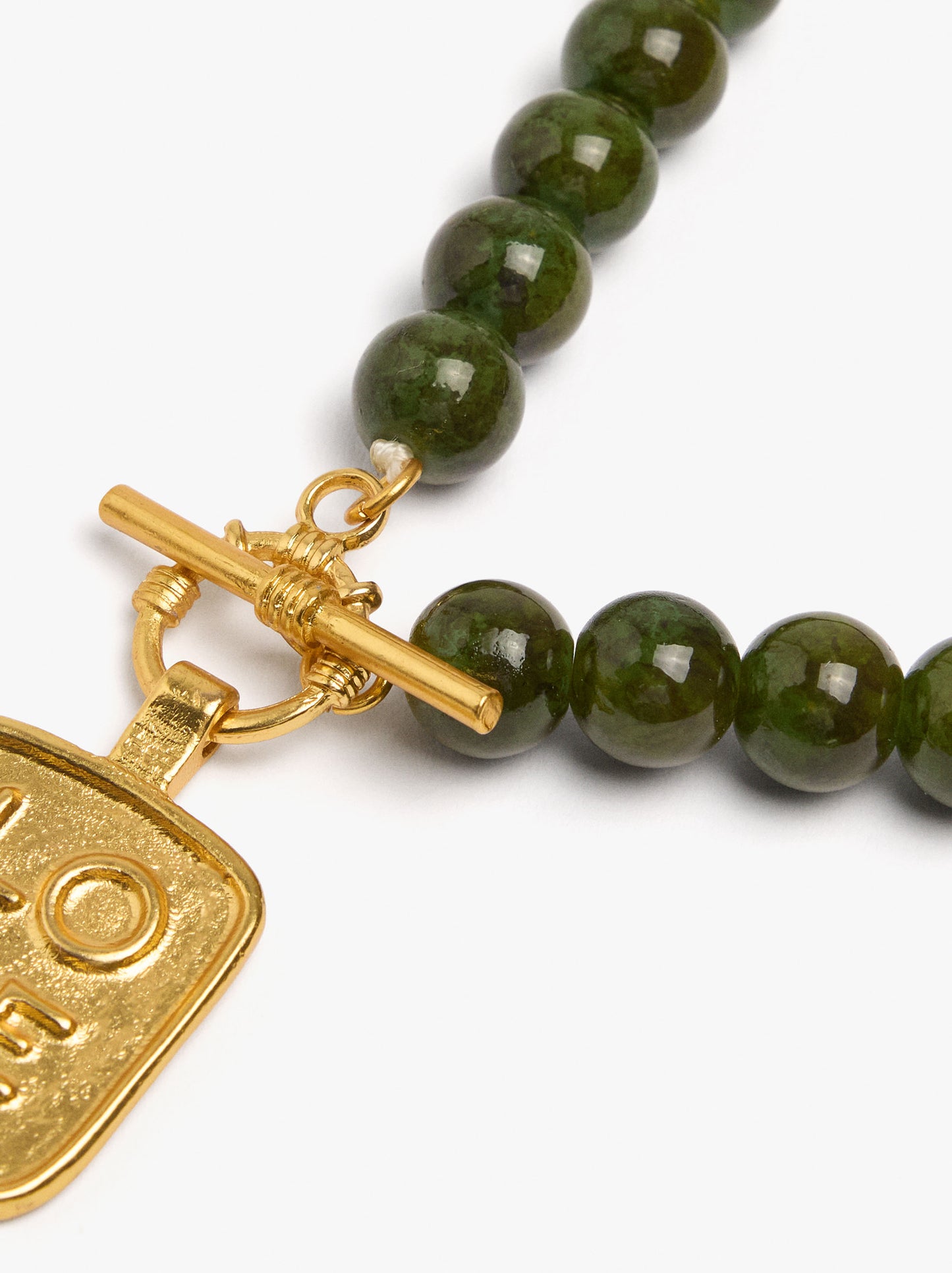 Necklace With Glass Beads And Love Pendant