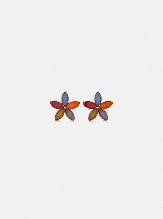 Multicolor Flower Earrings With Resin