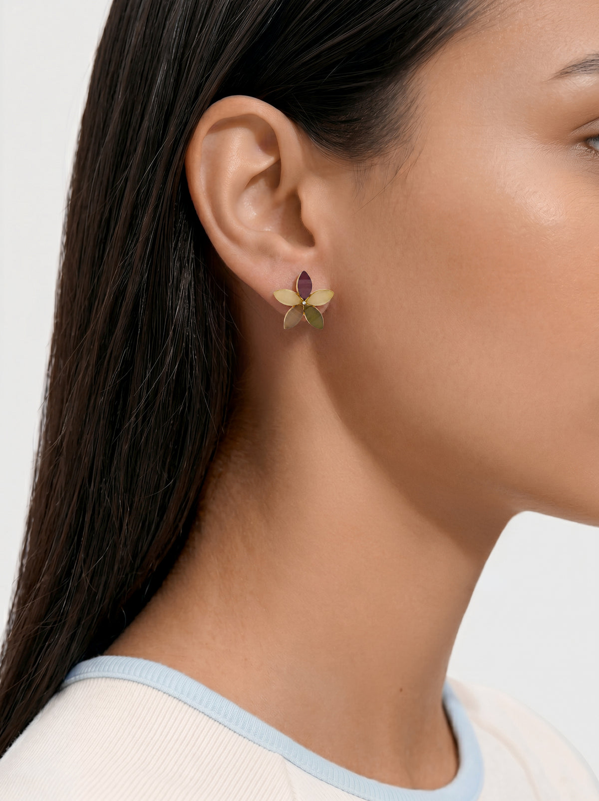 Multicolor Flower Earrings With Resin