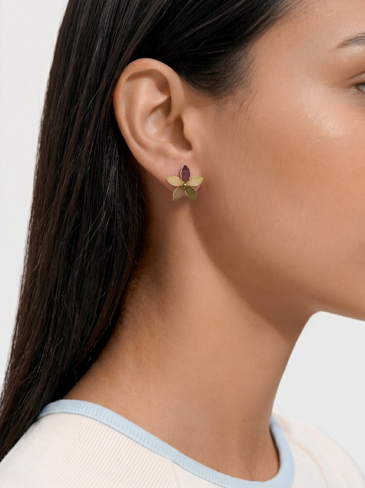 Multicolor Flower Earrings With Resin