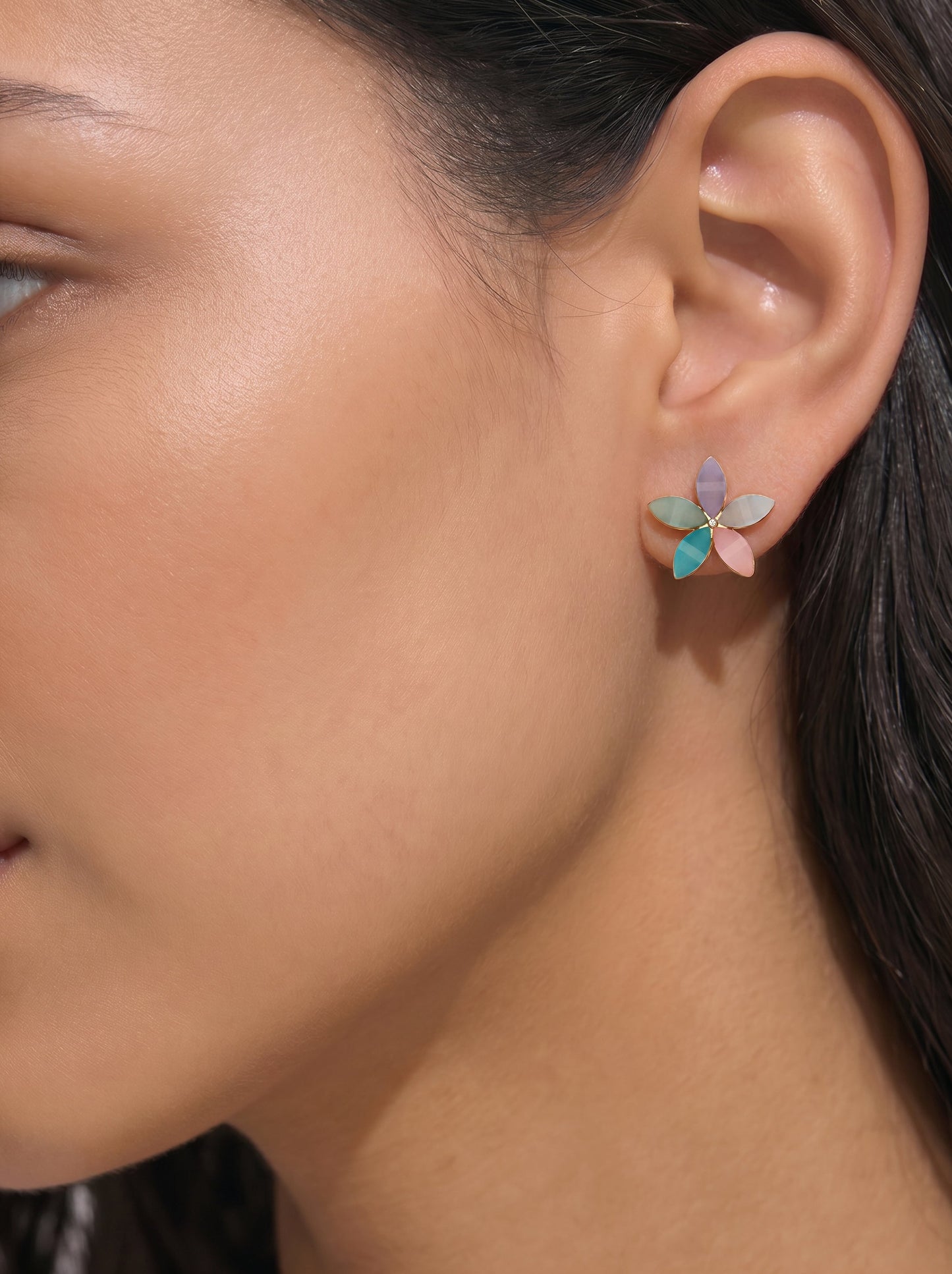 Multicolor Flower Earrings With Resin