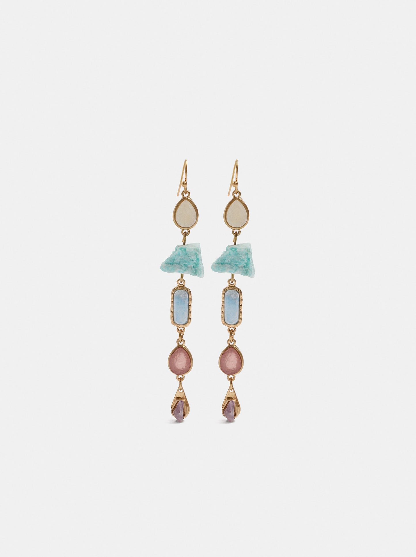Long Earrings With Multicolor Stones