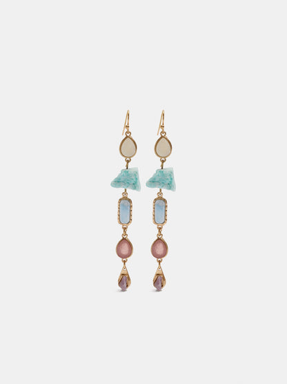 Long Earrings With Multicolor Stones