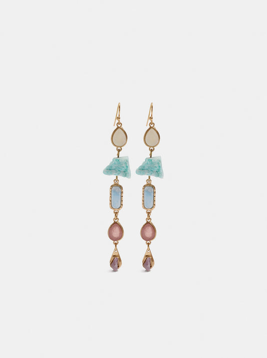 Long Earrings With Multicolor Stones