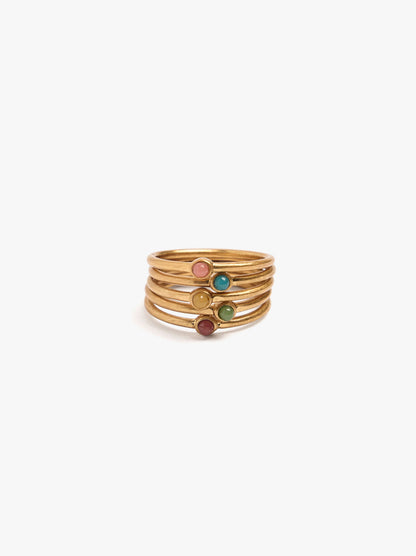 Set Of Rings With Multicolor Sphere Details