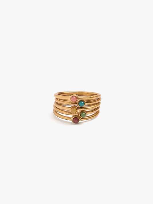 Set Of Rings With Multicolor Sphere Details