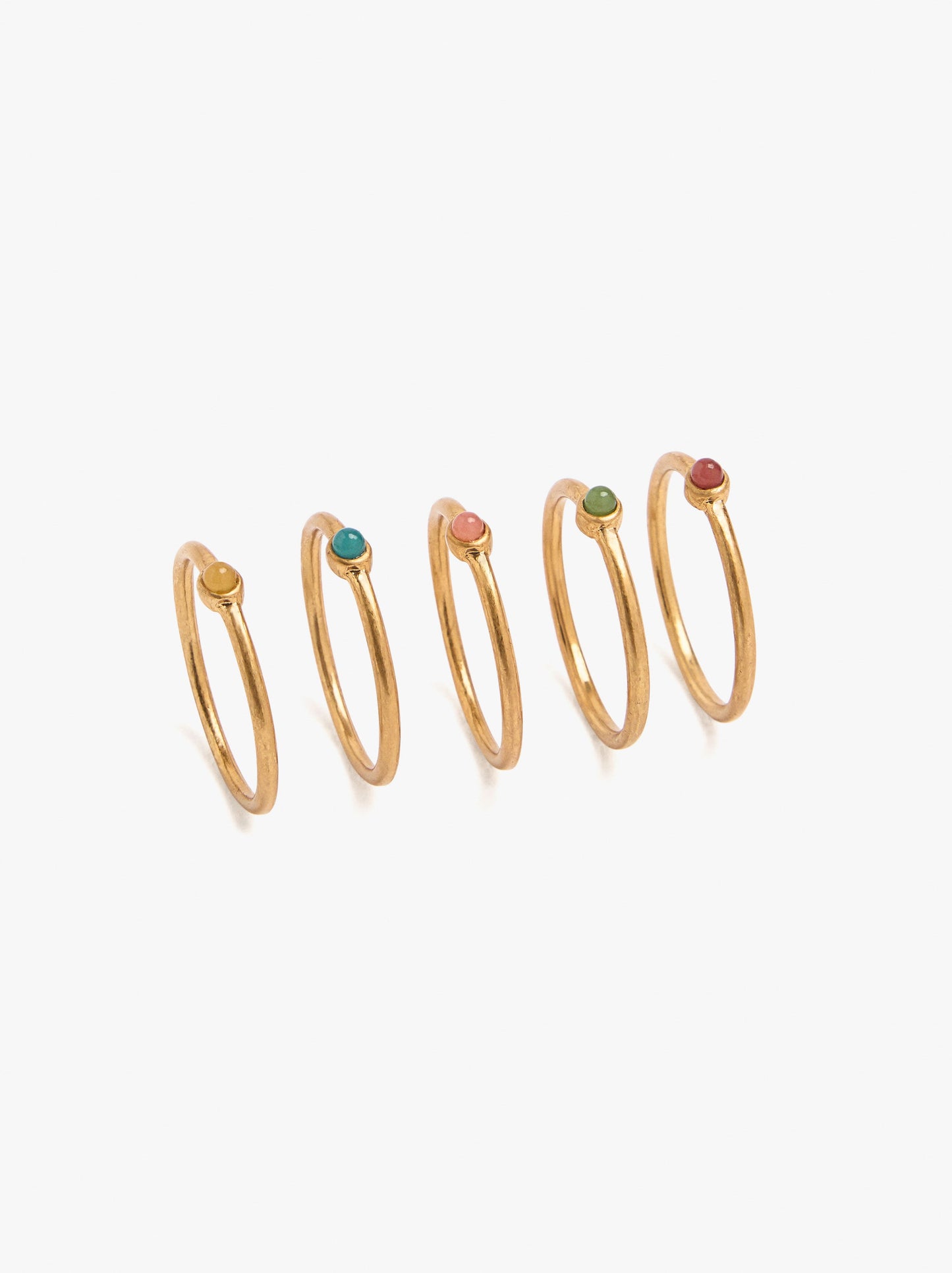 Set Of Rings With Multicolor Sphere Details