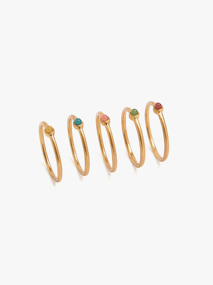 Set Of Rings With Multicolor Sphere Details