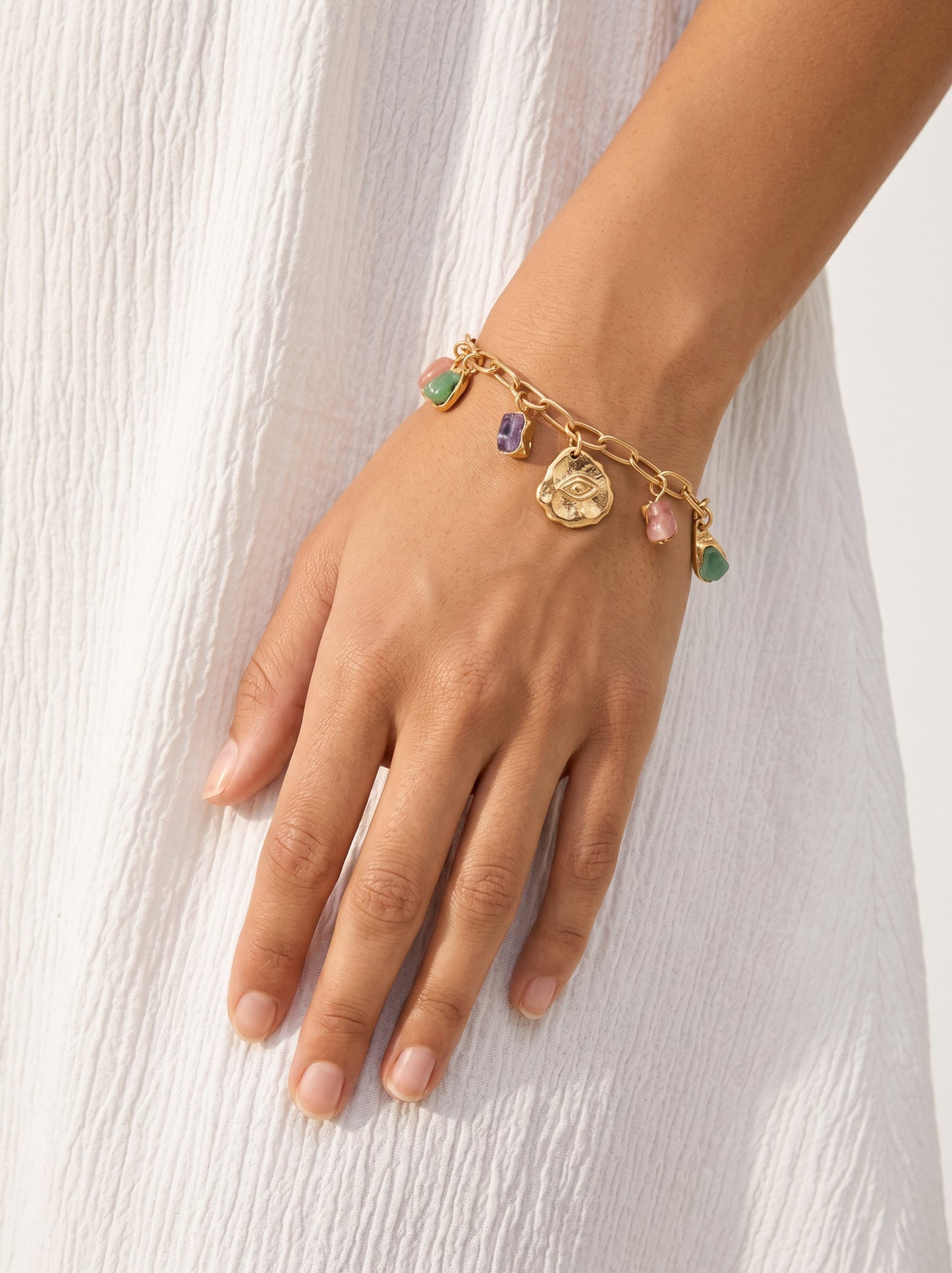 Ankle Bracelet Of Links With Stones
