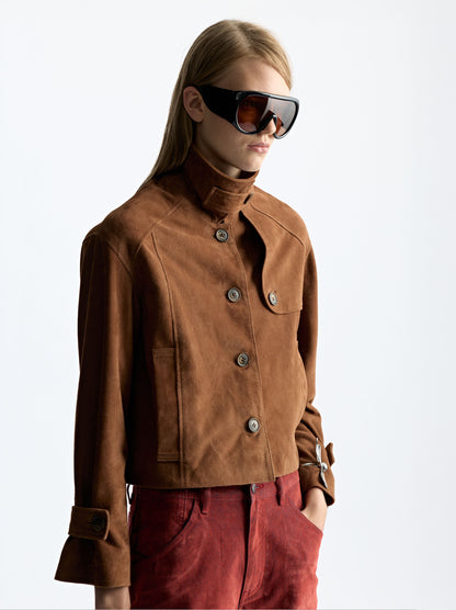 Leather Jacket With Adjustable Collar