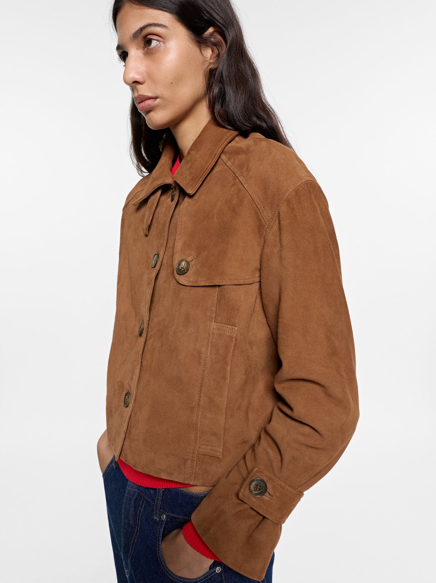 Leather Jacket With Adjustable Collar