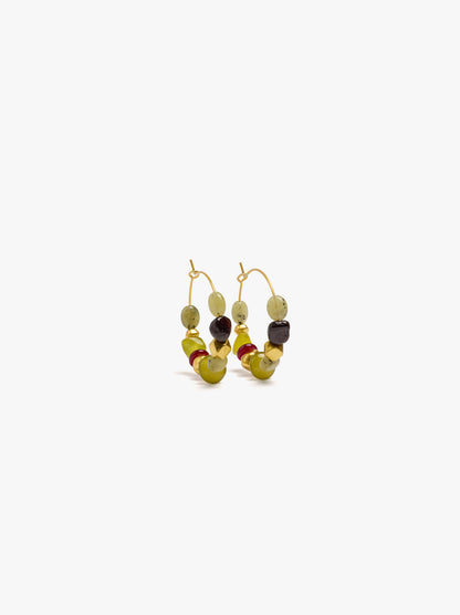 Hoop Earrings With Beads Of Stone And Resin