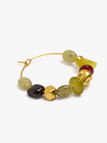 Hoop Earrings With Beads Of Stone And Resin